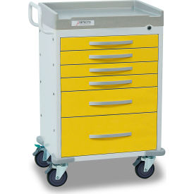 Cardinal Scale Mfg/Detecto Scale Co RC333369YEL Detecto® Rescue Series Isolation Medical Cart, White Frame with 6 Yellow Drawers image.