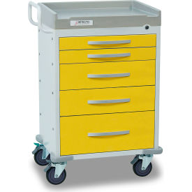 Cardinal Scale Mfg/Detecto Scale Co RC33669YEL Detecto® Rescue Series Isolation Medical Cart, White Frame with 5 Yellow Drawers image.