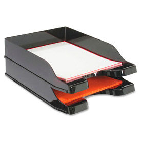 Deflect-O 63904 Deflect-O® Docutray Multi-Directional Stacking Tray, 2 Tiers, Black image.