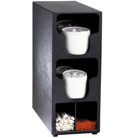 Dispense Rite TLO-2BT Dispense-Rite® Counter Vertical Lid & Straw Organizer - 2 Sections, Black image.