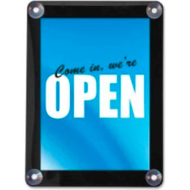 Deflecto 899102 Deflect-O Double-Sided Window Display Sign 15" x 12-5/8" Clear image.