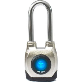 eGeeTouch® 4th Generation Smart Padlock Long Shackle Satin Silver