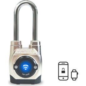 eGeeTouch® 5th Generation Smart Padlock Long Shackle Satin Silver