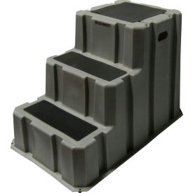 Diversified Plastics, Inc NST-3-07 3 Step Nestable Plastic Step Stand - Gray 25-3/4"W x 42"D x 29"H - NST-3-07 image.