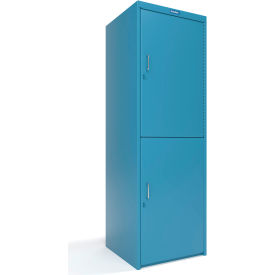 Global Industrial™ 2-Tier 2 Door Heavy Duty Locker 24"W x 24"D x 74"H Blue All-Welded