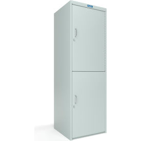 Global Industrial™ 2-Tier 2 Door Heavy Duty Locker 24"W x 24"D x 74"H Gray All-Welded