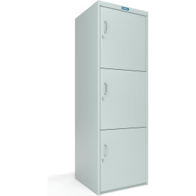 Global Industrial™ 3-Tier 3 Door Heavy Duty Locker 24"W x 24"D x 74"H Gray All-Welded