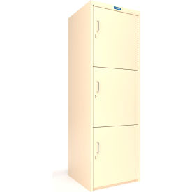 Global Industrial™ 3-Tier 3 Door Heavy Duty Locker 24"W x 24"D x 74"H Putty All-Welded