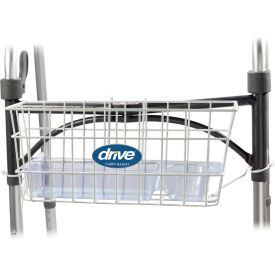 Drive Medical 10200B Drive Medical Walker Basket 10200B, Included Plastic Insert Tray & Cup Holder, White image.