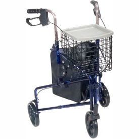 Drive Medical 10289BL Drive Medical 10289BL Deluxe 3-Wheel Aluminum Rollator with 7.5" Casters, Flame Blue image.
