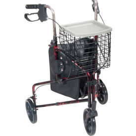 Drive Medical 10289RD Drive Medical 10289RD Deluxe 3-Wheel Aluminum Rollator with 7.5" Casters, Flame Red image.