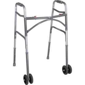 Drive Medical 10220-1WW Drive Medical 10220-1WW Heavy Duty Bariatric Two Button Walker with 5" Dual Wheels image.