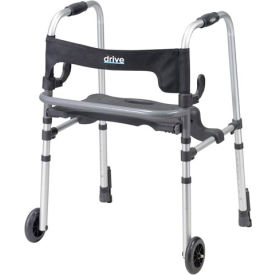 Drive Medical 10233 Drive Medical 10233 Clever-Lite LS Rollator Walker with Seat and Push Down Brakes image.