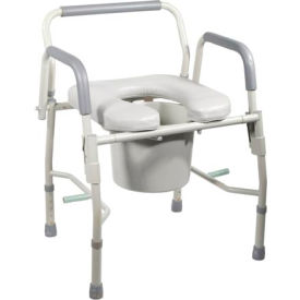 Drive Medical 11125PSKD-1 Steel Drop Arm Bedside Commode with Padded Seat & Arms image.