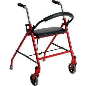 Drive Medical 1239RD Drive Medical 1239RD Two Wheeled Walker with Seat, Red image.