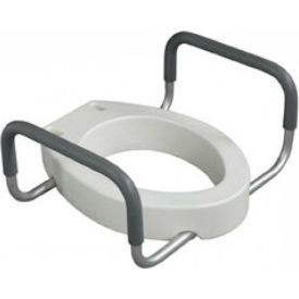 Drive Medical 12403 Premium Toilet Seat Riser with Removable Arms, Fits Elongated Toilets