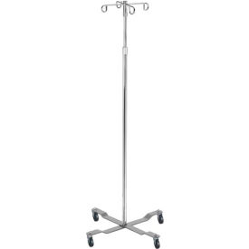 Drive Medical 13029 Economy Removable Top IV Pole, Chrome Plated Steel, 4 Hook, 40