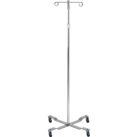 Drive Medical 13033 Economy Removable Top IV Pole, Chrome Plated Steel, 2 Hook, 40