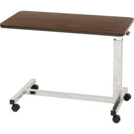 Drive Medical Low Height Overbed Table 15"" x 30"" Tabletop 19.5""- 27.5"" Height Walnut