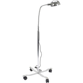 Drive Medical 13408MB Drive Medical Gooseneck Exam Lamp 13408MB, Dome-Style Shade with Mobile Base, Chrome image.