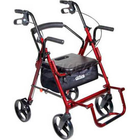 Drive Medical 795BU Drive Medical 795BU Duet Transport Wheelchair Chair Rollator Walker, Burgundy, 8" Casters image.