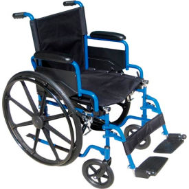 Drive Medical BLS18FBD-SF Drive Medical Blue Streak Wheelchair with Flip Back Desk Arms, Swing Away Footrests, 18" Seat image.