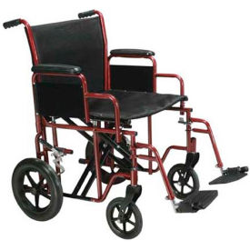 Drive Medical BTR20-R Bariatric Heavy Duty Transport Wheelchair 20"" Seat Width Red Frame