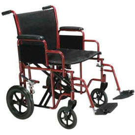 Drive Medical BTR22-R Drive Medical BTR22-R Bariatric Heavy Duty Transport Wheelchair, 22" Seat Width, Red Frame image.