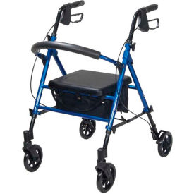 Adjustable Height Rollator with 6"" Casters Blue