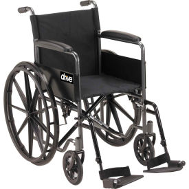 Drive Medical SSP118FA-SF Silver Sport 1 Wheelchair with Full Arms and Swing-away Footrests, 18" Seat image.