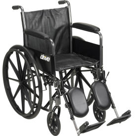 Drive Medical SSP216DFA-ELR Silver Sport 2 Wheelchair, Detachable Full Arms, Elevating Leg Rests, 16" Seat image.