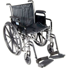 Drive Medical SSP218FA-ELR Silver Sport 2 Wheelchair, Non Removable Fixed Arms, Elevating Leg Rests, 18" Seat image.