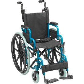 Drive Medical WB1400-2GJB Drive Medical WB1400-2GJB Wallaby Pediatric Folding Wheelchair, 14" Seat, Jet Fighter Blue image.
