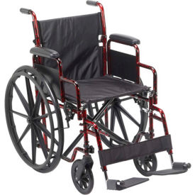 Drive Medical RTLREB18DDA-SF Rebel Wheelchair with Removable Desk Arms, Swing-away Footrests, 18" Seat, Red Frame image.