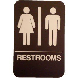 Don-Jo Mfg., Inc. HS 9060 03 Don Jo HS 9060 03 - Restrooms ADA Sign, 6" x 9", Brown With Raised White Lettering image.