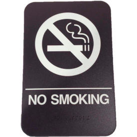 Don-Jo Mfg., Inc. HS 9060 22 Don Jo HS 9060 22 - No Smoking ADA Sign, 6" x 9", Brown With Raised White Lettering image.