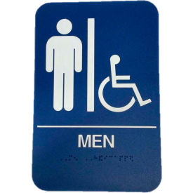 Don-Jo Mfg., Inc. HS 9070 01 Don Jo HS 9070 01 - Mens Handicap ADA Sign, 6" x 9", Blue With Raised White Lettering image.