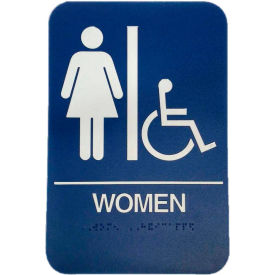 Don-Jo Mfg., Inc. HS 9070 05 Don Jo HS 9070 05 - Womens/Handicap ADA Sign, 6" x 9", Blue With Raised White Lettering image.