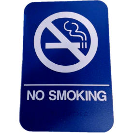 Don-Jo Mfg., Inc. HS 9070 22 Don Jo HS 9070 22 - No Smoking ADA Sign, 6" x 9", Blue With Raised White Lettering image.