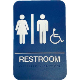 Don-Jo Mfg., Inc. HS 9070 32 Don Jo HS 9070 32 - Womens/Mens/Handicap ADA Sign, 6" x 9", Blue With Raised White Lettering image.