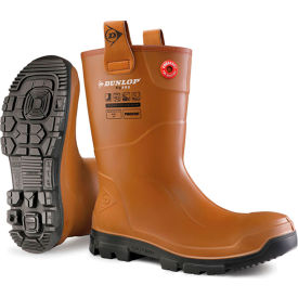 Dunlop Industrial & Protective Footwear  LJ2HR4240 Dunlop LJ2HR4240 RigPro Purofort Safety Mid-Calf Boots, Cleated Outsole, Steel Toe, 10"H, Lt. Brown image.