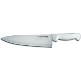 Dexter Russell Inc 31602 Dexter Russell 31602 - Wide Cooks Knife, High Carbon Steel, Stamped, White Handle, 10"L image.