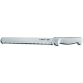 Dexter Russell Inc 31604 Dexter Russell 31604 - Scalloped Slicer, High Carbon Steel, Stamped, White Handle, 10"L image.