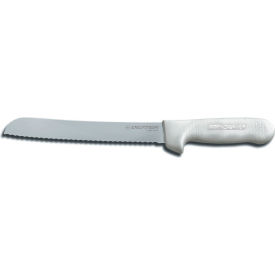 Dexter Russell Inc 13313 Dexter Russell 13313 - Scalloped Bread Knife, High Carbon Steel, Stamped, White Handle, 8"L image.