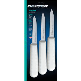 Dexter Russell Inc 15383****** Dexter Russell 15383 - 3 Pack Paring Knives, High Carbon Steel, Stamped, White Handle, 3-1/4" image.