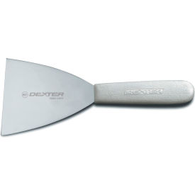 Dexter Russell Inc 19833 Dexter Russell 19833 - Griddle Scraper, High Carbon Steel, White Handle, 4"L image.