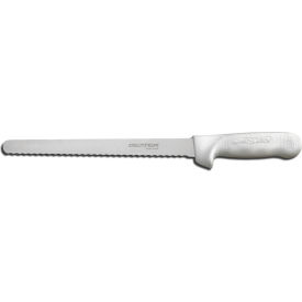 Dexter Russell Inc 13403 Dexter Russell 13403 - Narrow Scalloped Roast Slicer, High Carbon Steel, White Handle 10"L image.
