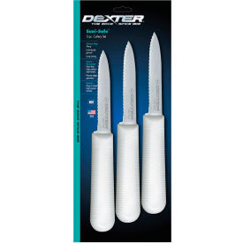 Dexter Russell Inc 15453 Dexter Russell 15453 - 3 Pack Paring Knives, High Carbon Steel, Stamped, White Handle, 3-1/4"L image.