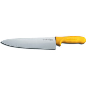 Dexter Russell Inc 12443Y Dexter Russell 12443Y - Cooks Knife, High Carbon Steel, Stamped, Yellow Handle, 10"L image.