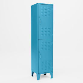 Global Industrial™ 2-Tier 2 Door Locker 18"W x 18"D x 72"H Blue All-Welded